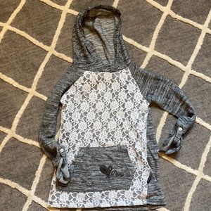 DKNY Gray Hooded Shirt Size 7